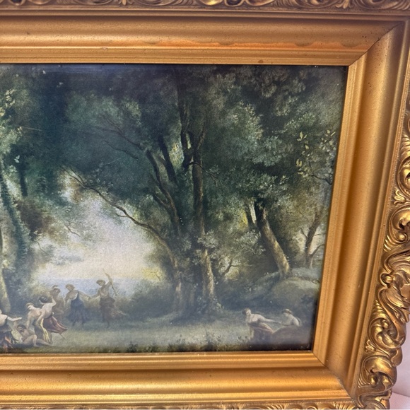 Antique Gold Framed Jean Baptiste Romantic Era Folk Dancing Enchanted Forest Art - Picture 3 of 8